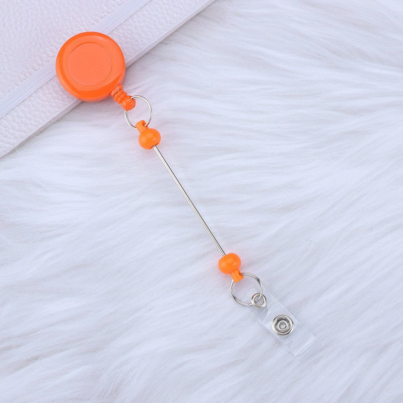 Wholesale Beadable Badge Reels Identification Easy To Pull Buckle DIY Beaded Plastic Keychain